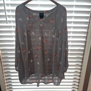 TORRID/DISNEY COLLABORATION BAMBI & THUMPER GEORGETTE TIE-NECK PEASANT BLOUSE
